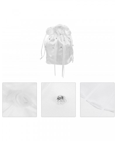 Pearl Bag Bridal Purse Wedding Money Bag White Satin Bridal Purse for Women Flower Decorated Handbag Gift Bag Pouch Bag Weddi...