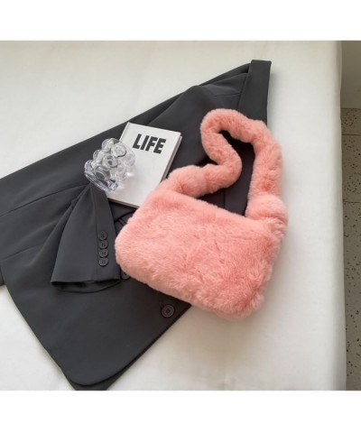 Plush Shoulder Bag Love Heart Fuzzy Clutch Bag Handbag Totes Shoulder Bag Fluffy Shoulder Bag Pink $13.33 Totes