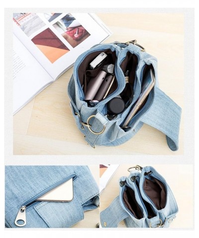 Woman Denim Crossbody Shoulder Bag Triple Pocket Multi Compartment Mommy Bag 1 $32.28 Totes