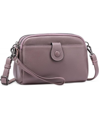 Crossbody Bags for Women Small Genuine Leather Shoulder Purse Cross Body Bag with Wristlet Top Zipper Purple $16.65 Crossbody...