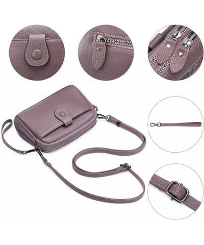 Crossbody Bags for Women Small Genuine Leather Shoulder Purse Cross Body Bag with Wristlet Top Zipper Purple $16.65 Crossbody...