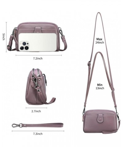 Crossbody Bags for Women Small Genuine Leather Shoulder Purse Cross Body Bag with Wristlet Top Zipper Purple $16.65 Crossbody...