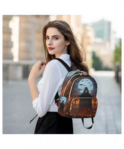 Halloween Skull Bat Quilted Backpack for Women Travel Bags Shoulder Bag Purse for Daily Work Nurse S Small $16.73 Backpacks