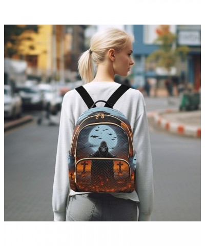 Halloween Skull Bat Quilted Backpack for Women Travel Bags Shoulder Bag Purse for Daily Work Nurse S Small $16.73 Backpacks