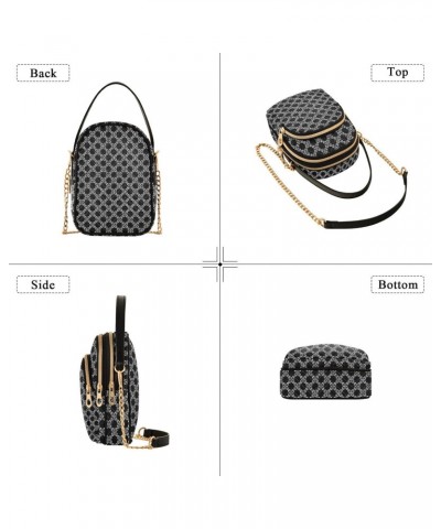 Quilted Shoulder Handbag for Women Abstract Pattern Crossbody Handbag with Detachable Leather Chain $15.11 Shoulder Bags