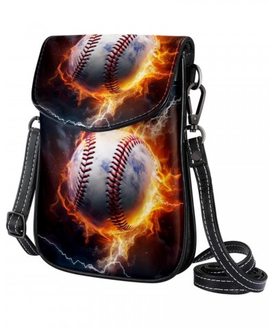 Crossbody Bags for Women,Crossbody Bag Men,Small Sling Bag,Baseball Fire and Water,Crossbody Purse $10.64 Crossbody Bags