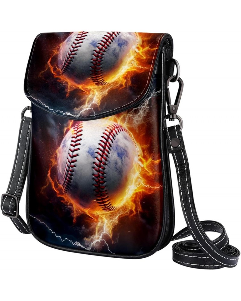 Crossbody Bags for Women,Crossbody Bag Men,Small Sling Bag,Baseball Fire and Water,Crossbody Purse $10.64 Crossbody Bags