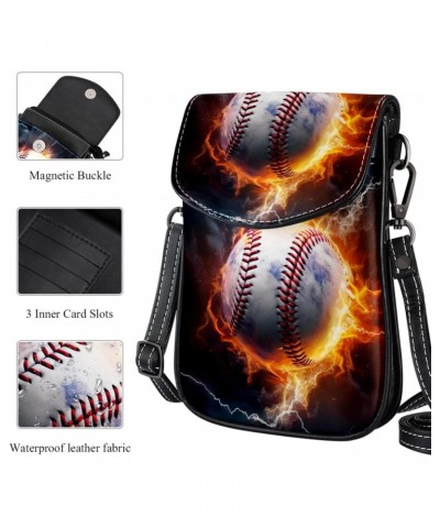 Crossbody Bags for Women,Crossbody Bag Men,Small Sling Bag,Baseball Fire and Water,Crossbody Purse $10.64 Crossbody Bags