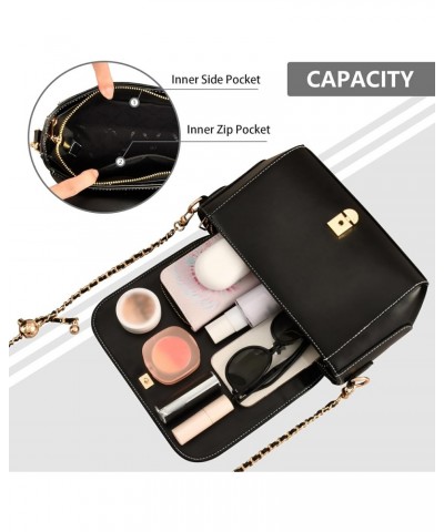 Cool Monsters Anti Theft Crossbody Bag for Women Leather Black Bag with Adjustable Strap Black Purse $22.79 Crossbody Bags