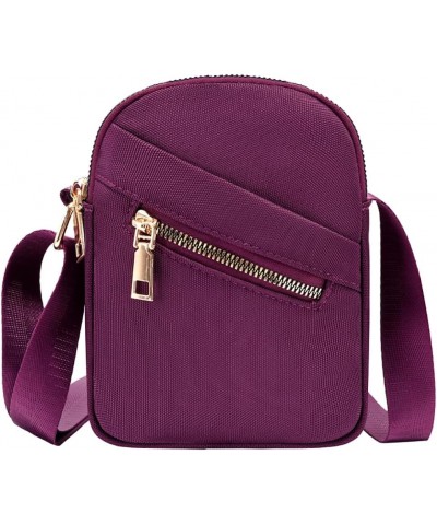 Small Crossbody Oxford Cell Phone Bag Purse for Women Adjustable Shoulder Travel Handbag Wallet Purple $10.44 Crossbody Bags