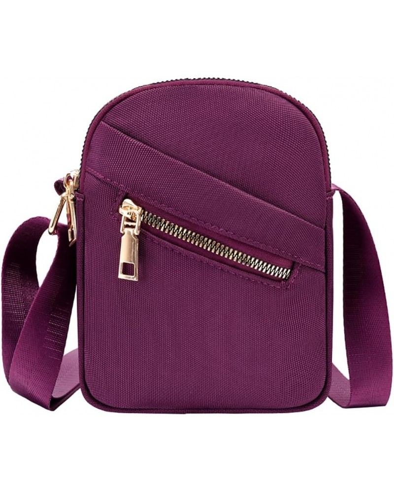 Small Crossbody Oxford Cell Phone Bag Purse for Women Adjustable Shoulder Travel Handbag Wallet Purple $10.44 Crossbody Bags