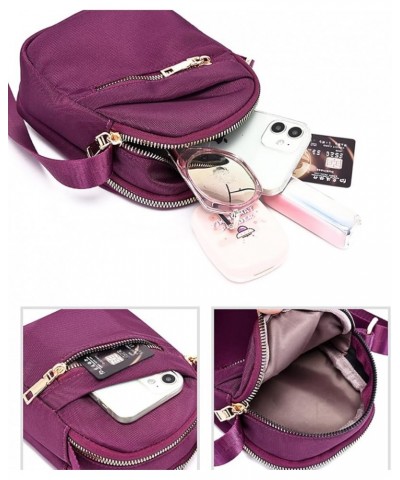 Small Crossbody Oxford Cell Phone Bag Purse for Women Adjustable Shoulder Travel Handbag Wallet Purple $10.44 Crossbody Bags