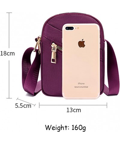 Small Crossbody Oxford Cell Phone Bag Purse for Women Adjustable Shoulder Travel Handbag Wallet Purple $10.44 Crossbody Bags