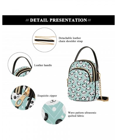 Panda Teal Small Crossbody Handbag for Women Mini Over Shoulder Purse with Three Zippered Pockets Durable Crossbody Purse for...