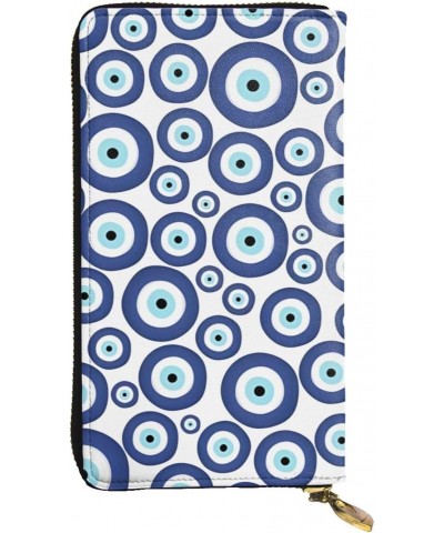 Evil eyes pattern Leather long clutch wallet : Comfortable, lightweight, waterproof, durable 7.48 x 4.13 in $18.18 Clutches