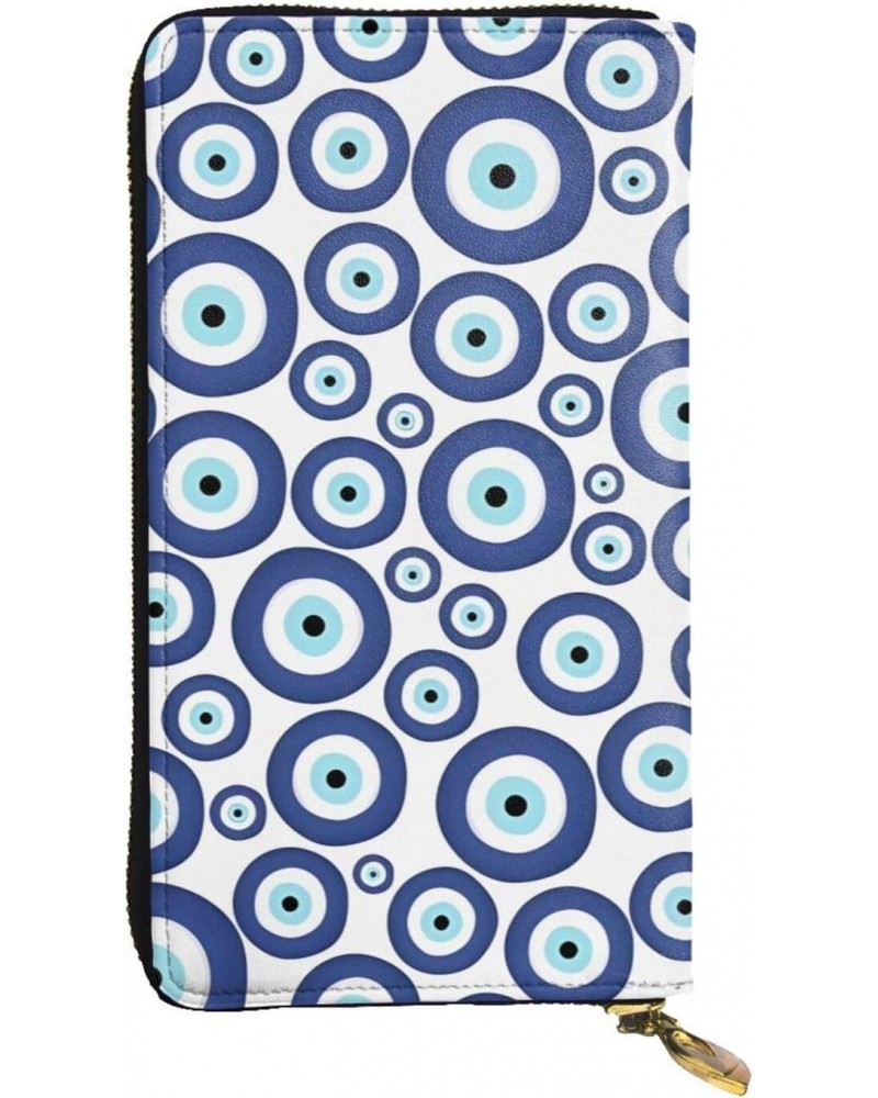 Evil eyes pattern Leather long clutch wallet : Comfortable, lightweight, waterproof, durable 7.48 x 4.13 in $18.18 Clutches