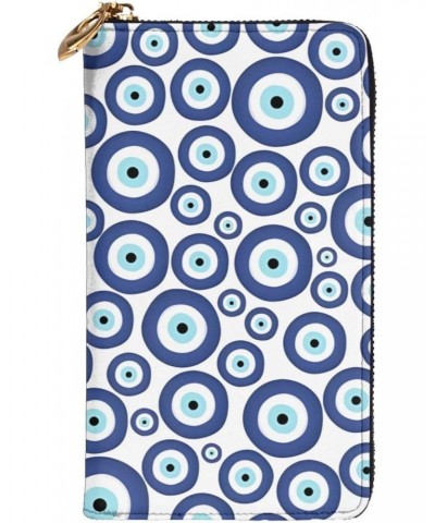 Evil eyes pattern Leather long clutch wallet : Comfortable, lightweight, waterproof, durable 7.48 x 4.13 in $18.18 Clutches