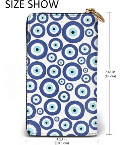 Evil eyes pattern Leather long clutch wallet : Comfortable, lightweight, waterproof, durable 7.48 x 4.13 in $18.18 Clutches