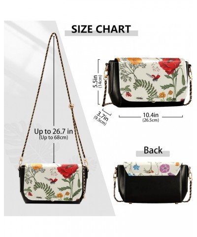 Plants Flowers and Butterflies Provence Style Crossbody Bags for Women, Trendy Small Shoulder Bag, PU Leather Clutch Purse Un...