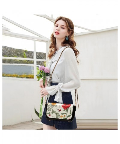 Plants Flowers and Butterflies Provence Style Crossbody Bags for Women, Trendy Small Shoulder Bag, PU Leather Clutch Purse Un...