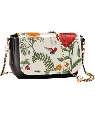 Plants Flowers and Butterflies Provence Style Crossbody Bags for Women, Trendy Small Shoulder Bag, PU Leather Clutch Purse Un...