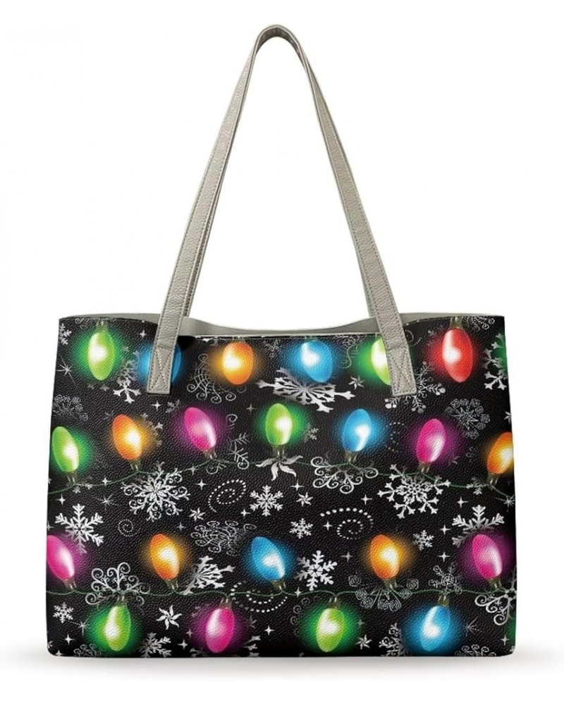 Yuuxorilu Women Purses and Handbags Top Handle Satchel Colorful Christmas Bulb $20.68 Shoulder Bags