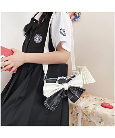 Cute Checked large bow canvas zipper crossbody bag shoulder bag kawaii lolita bag for girl women (Blue) Black $12.26 Shoulder...