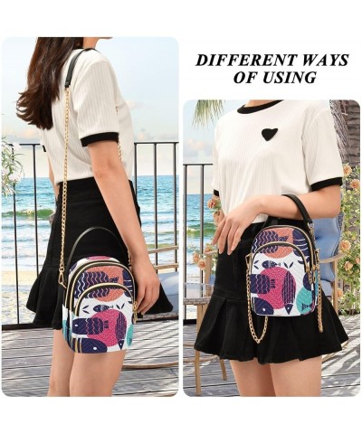 Art Fish Crossbody Bags for Women Small Shoulder with Detachable Straps, Trendy Cell Phone Purse Shoulder Handbags for Ladies...