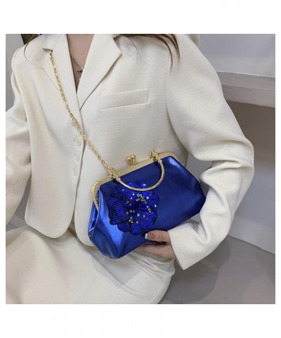 Women Vintage Sequin Handbag Clutch Evening Bag Purse Shoulder Bag Kiss Lock Top-Handle Satchel Chain Crossbody Bag Blue $30....