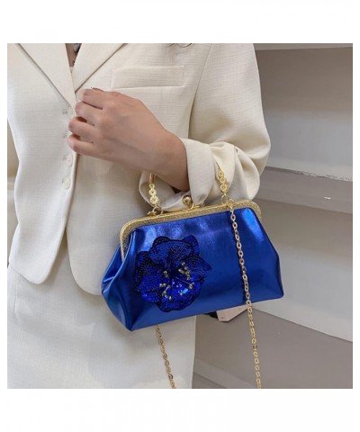 Women Vintage Sequin Handbag Clutch Evening Bag Purse Shoulder Bag Kiss Lock Top-Handle Satchel Chain Crossbody Bag Blue $30....