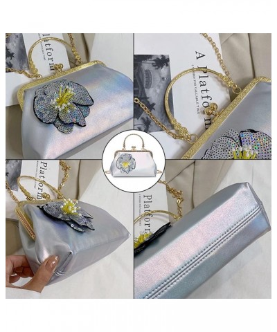 Women Vintage Sequin Handbag Clutch Evening Bag Purse Shoulder Bag Kiss Lock Top-Handle Satchel Chain Crossbody Bag Blue $30....