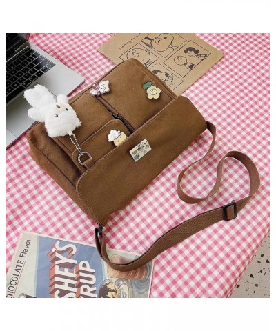 27x18x6.5cm Women Shoulder Bag Casual Large Capacity Japanese Harajuku Crossbody Bags Canvas Messenger Pouch Tote White Bear ...