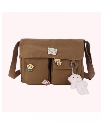 27x18x6.5cm Women Shoulder Bag Casual Large Capacity Japanese Harajuku Crossbody Bags Canvas Messenger Pouch Tote White Bear ...