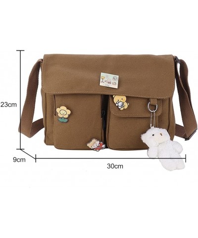 27x18x6.5cm Women Shoulder Bag Casual Large Capacity Japanese Harajuku Crossbody Bags Canvas Messenger Pouch Tote White Bear ...