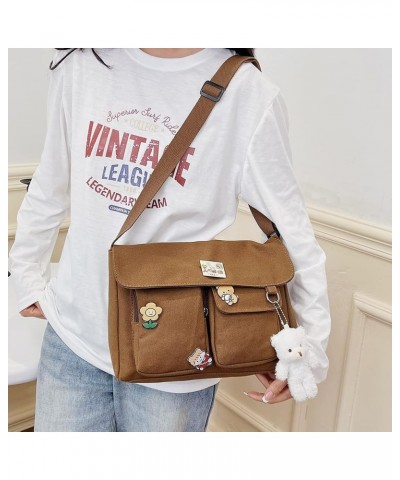 27x18x6.5cm Women Shoulder Bag Casual Large Capacity Japanese Harajuku Crossbody Bags Canvas Messenger Pouch Tote White Bear ...