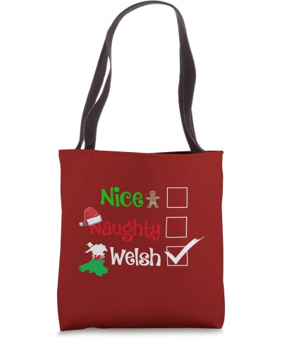 Nice Naughty Welsh Matching Christmas Pyjama - Art on Back Tote Bag $10.75 Totes