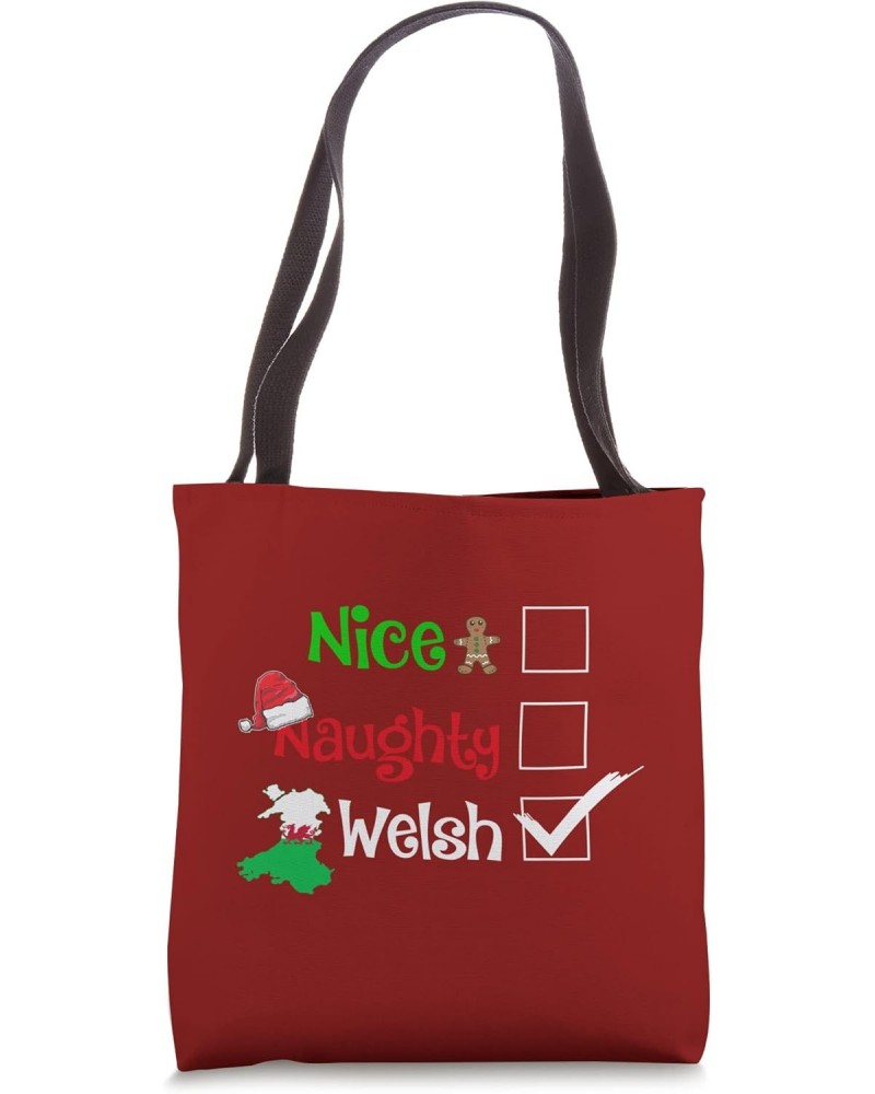 Nice Naughty Welsh Matching Christmas Pyjama - Art on Back Tote Bag $10.75 Totes