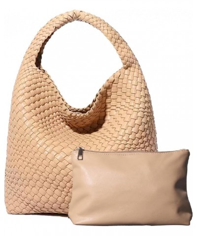 Woven Bag for Women, Vegan Leather Handbag Summer Beach Bag and Purse Retro Handmade Travel Shoulder Bag Ae-apricot $24.90 Ho...