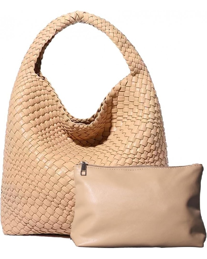 Woven Bag for Women, Vegan Leather Handbag Summer Beach Bag and Purse Retro Handmade Travel Shoulder Bag Ae-apricot $24.90 Ho...