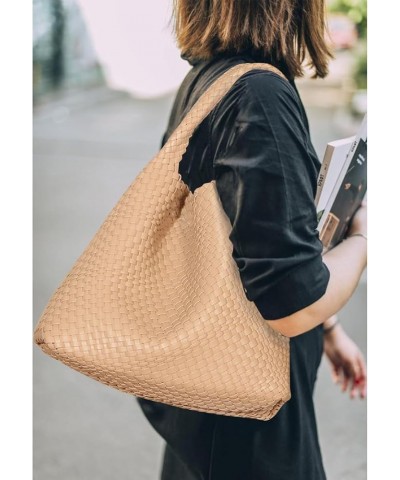 Woven Bag for Women, Vegan Leather Handbag Summer Beach Bag and Purse Retro Handmade Travel Shoulder Bag Ae-apricot $24.90 Ho...