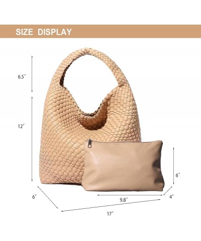 Woven Bag for Women, Vegan Leather Handbag Summer Beach Bag and Purse Retro Handmade Travel Shoulder Bag Ae-apricot $24.90 Ho...