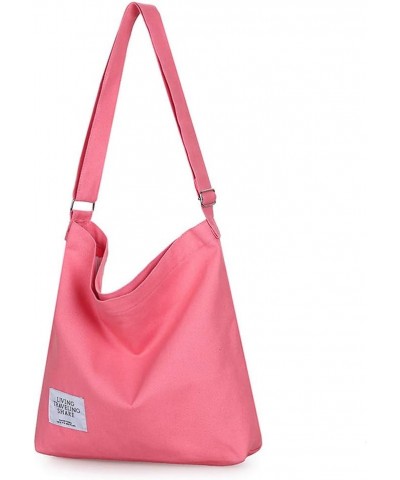 Women's Retro Large Size Canvas Shoulder Bag Hobo Crossbody Handbag Casual Tote Light Coral $8.95 Totes