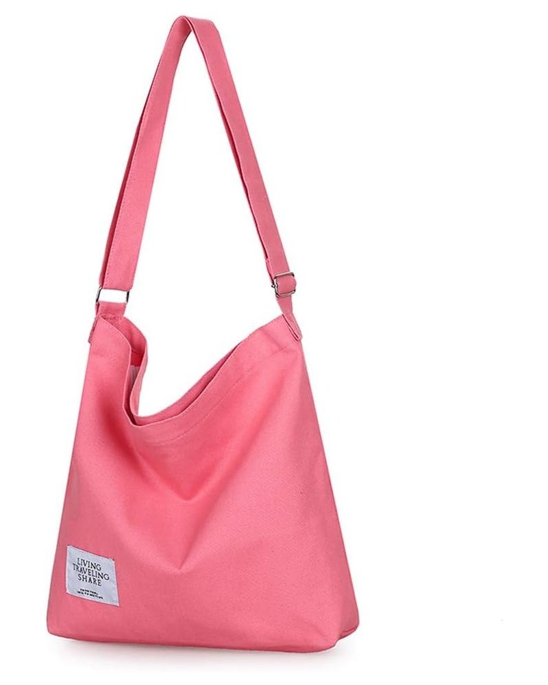 Women's Retro Large Size Canvas Shoulder Bag Hobo Crossbody Handbag Casual Tote Light Coral $8.95 Totes