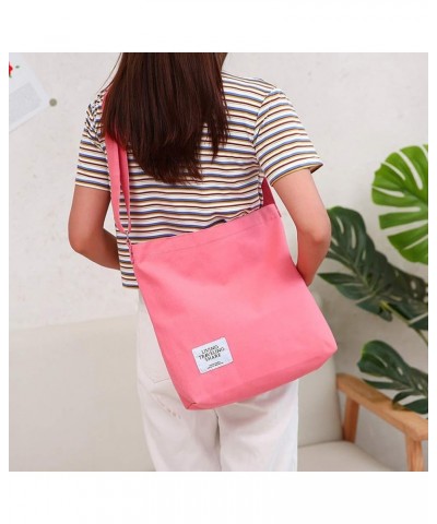 Women's Retro Large Size Canvas Shoulder Bag Hobo Crossbody Handbag Casual Tote Light Coral $8.95 Totes