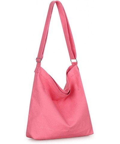 Women's Retro Large Size Canvas Shoulder Bag Hobo Crossbody Handbag Casual Tote Light Coral $8.95 Totes