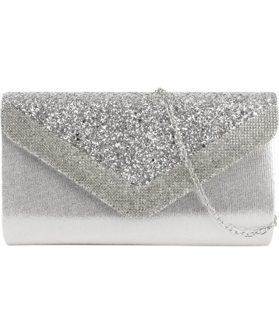 Ladies Sparkly Purse Evening Clutch Bags Wedding Prom Party Envelope Crossbody Handbag B-silver $10.28 Evening Bags