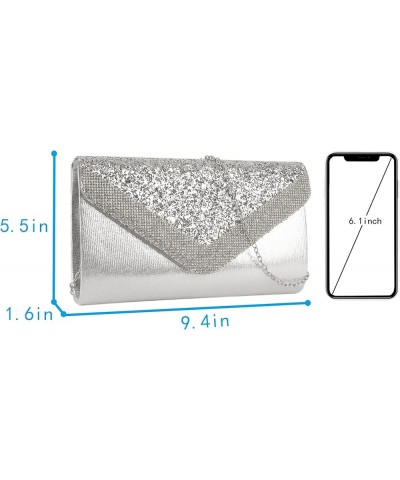 Ladies Sparkly Purse Evening Clutch Bags Wedding Prom Party Envelope Crossbody Handbag B-silver $10.28 Evening Bags