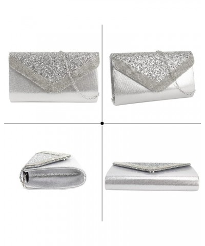 Ladies Sparkly Purse Evening Clutch Bags Wedding Prom Party Envelope Crossbody Handbag B-silver $10.28 Evening Bags