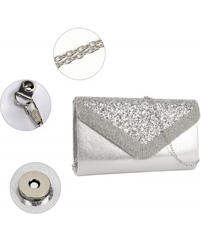 Ladies Sparkly Purse Evening Clutch Bags Wedding Prom Party Envelope Crossbody Handbag B-silver $10.28 Evening Bags