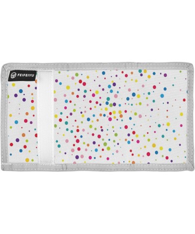 Color Round Confetti Dot Trifold Wallet Fabric Wallet Small Nylon Wallet Card Wallet with Lanyard $9.68 Wallets